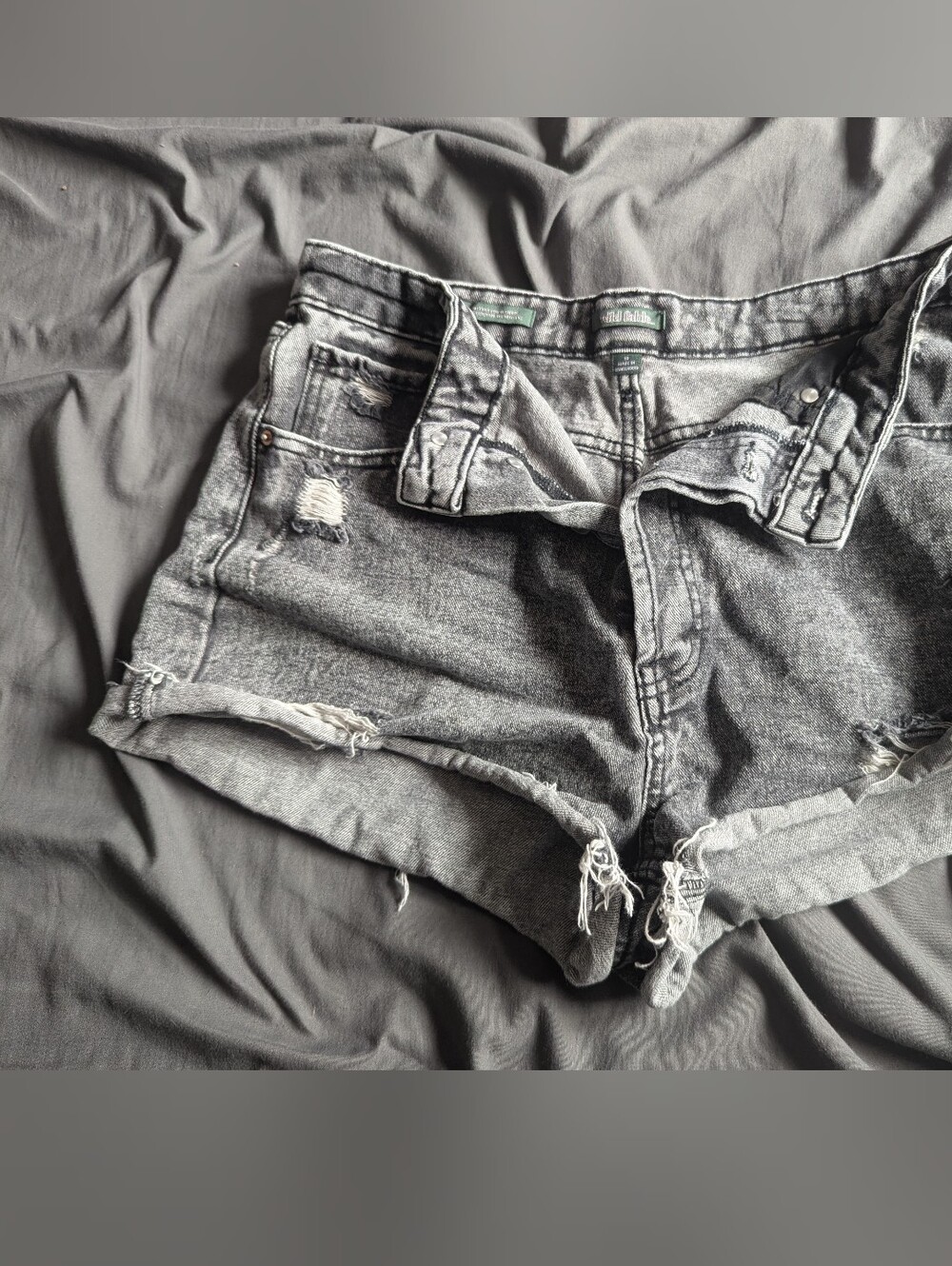 Women’s Distressed Black Denim Shorts, Size 10